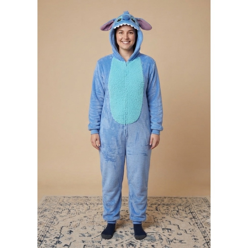Disney Stitch Pajama Unisex S/M Fleece Hooded Character Loungewear Costume